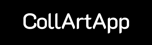 CollArtApp logo - reversed on black background