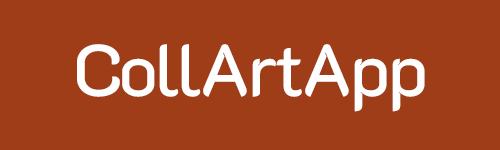CollArtApp logo - reversed on sienna background