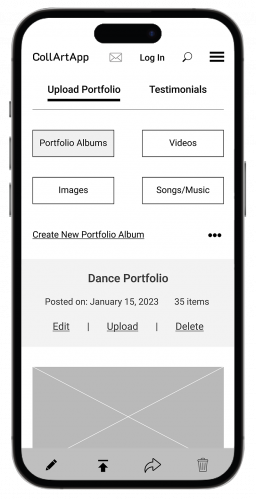 Wireframe-Mobile-Upload Portfolio