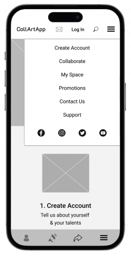 Wireframe-Mobile-Home-Hamburger Menu Open