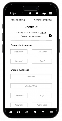 Low-Fidelity Wireframe: Vintage Store Checkout page
