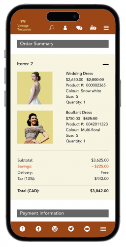 High-Fidelity Wireframe: Vintage Store Checkout page 2