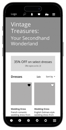 Low-Fidelity Wireframe: Vintage Store Product page