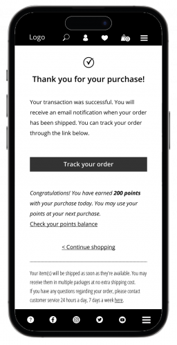 Low-Fidelity Wireframe: Vintage Store Thank you & Confirmation page